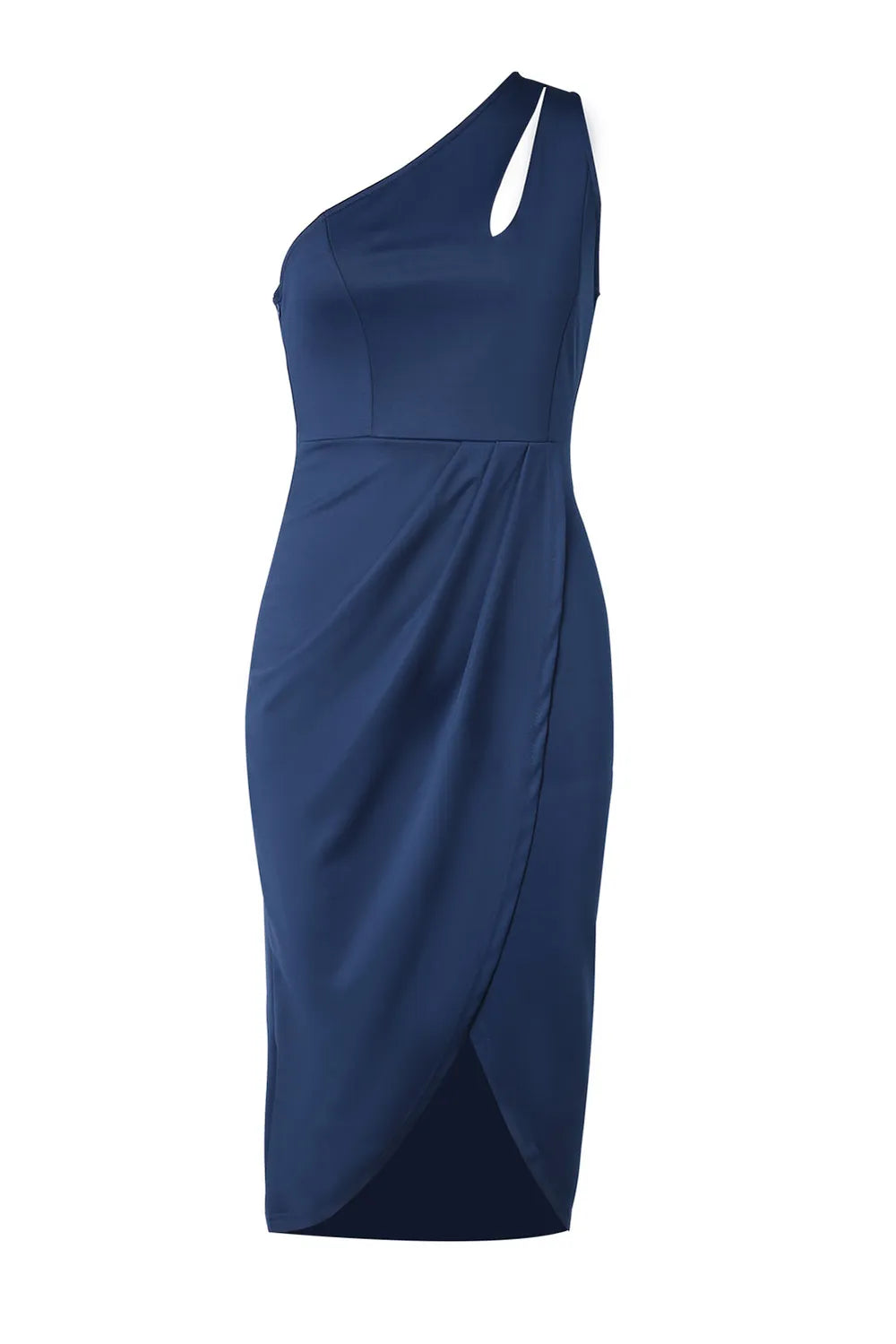 Stylish Ruched Cutout Single Shoulder Dress